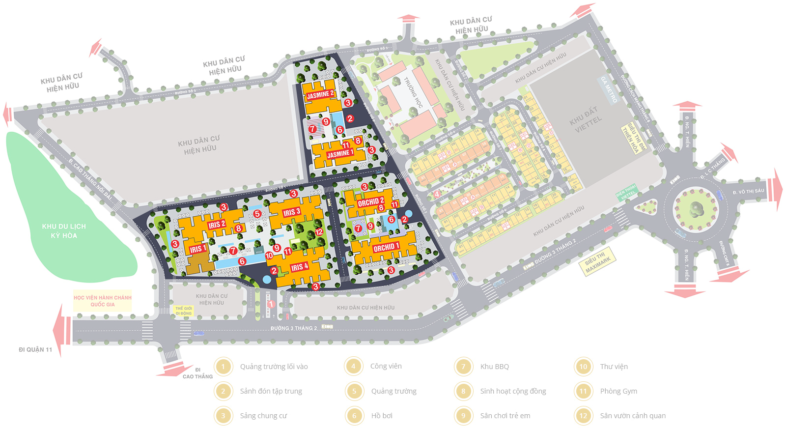 Vị tr&iacute; khu chung cư cao tầng trong dự &aacute;n H&agrave; Đ&ocirc; Centrosa Garden