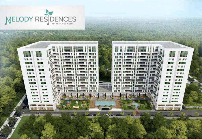 Melody Residences &Acirc;u Cơ gồm 02 block (Block A v&agrave; Block B) với chiều cao 19 tầng nổi được ph&aacute;t triển bởi Tập đo&agrave;n Hưng Thịnh