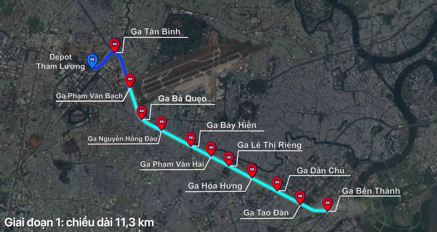 Hướng tuyến Metro số 2 Bến Th&agrave;nh - Tham Lương.