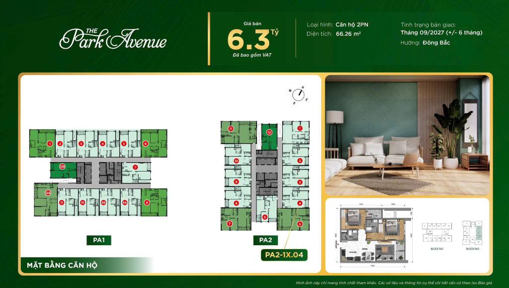 Layout và vị trí căn hộ 71m của Căn hộ chung cư Bán tại The Park Avenue