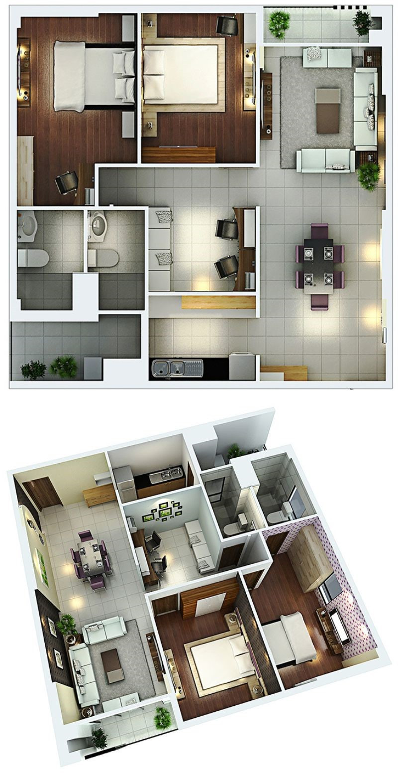Layout căn hộ 2 phòng ngủ 106m² dự án Hà Đô Centrosa Garden