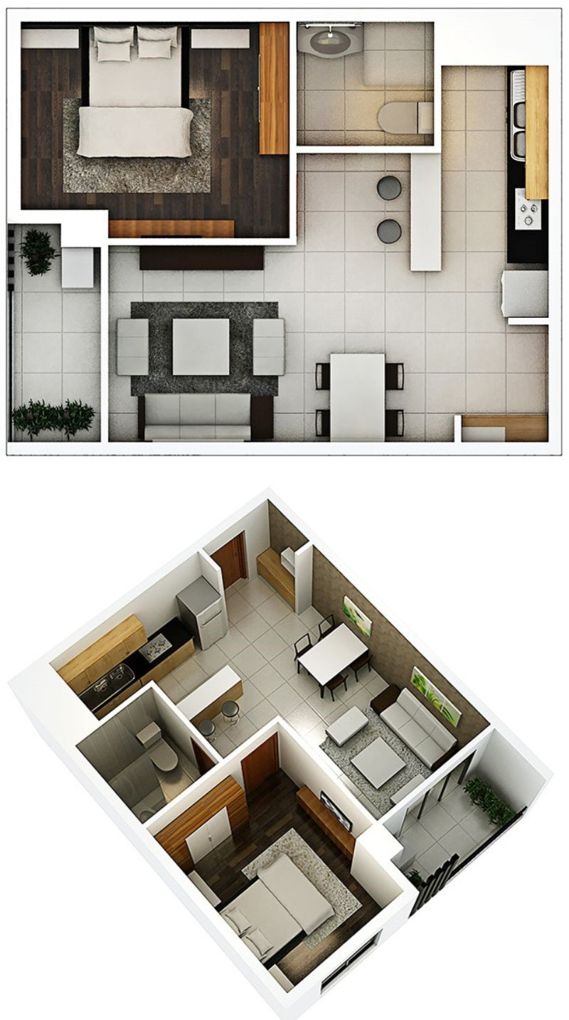 Layout căn hộ 1 phòng ngủ 52.91m²/ Type 09 Tòa J2 dự án Hà Đô Centrosa Garden