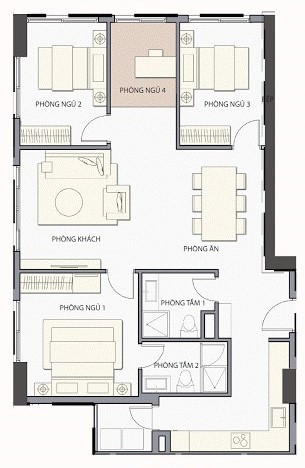 Layout căn hộ B4 & B5 - 3PN, diện tích 95m² dự án Valéo Đầm Sen